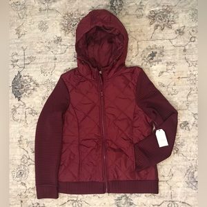 NWT Time and Tru Burgundy Women’s Quilted Ottoman Zip Up Jacket - M
